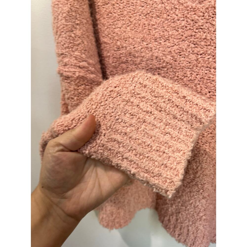 Free People Pink Fuzzy Knit V Neck Pullover Cozy Chic Size L - Picture 4 of 7